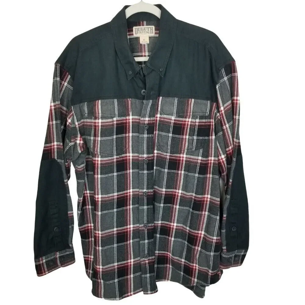 Duluth Trading Co Mens Plaid Flannel Shirt Size XL Gorpcore Utility Outdoor Work